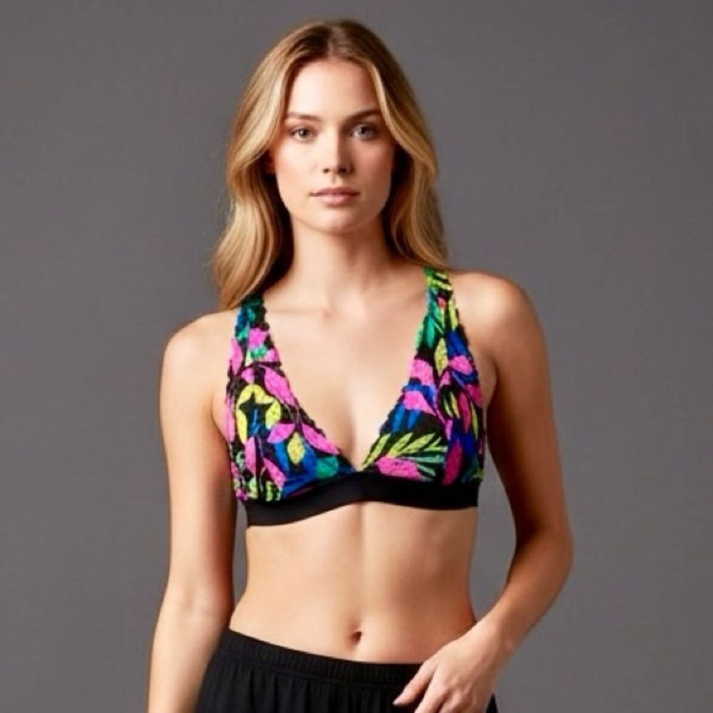 🌻Victoria's Secret PINK Colorful Floral Strappy Bralette / Sports Bra Size M